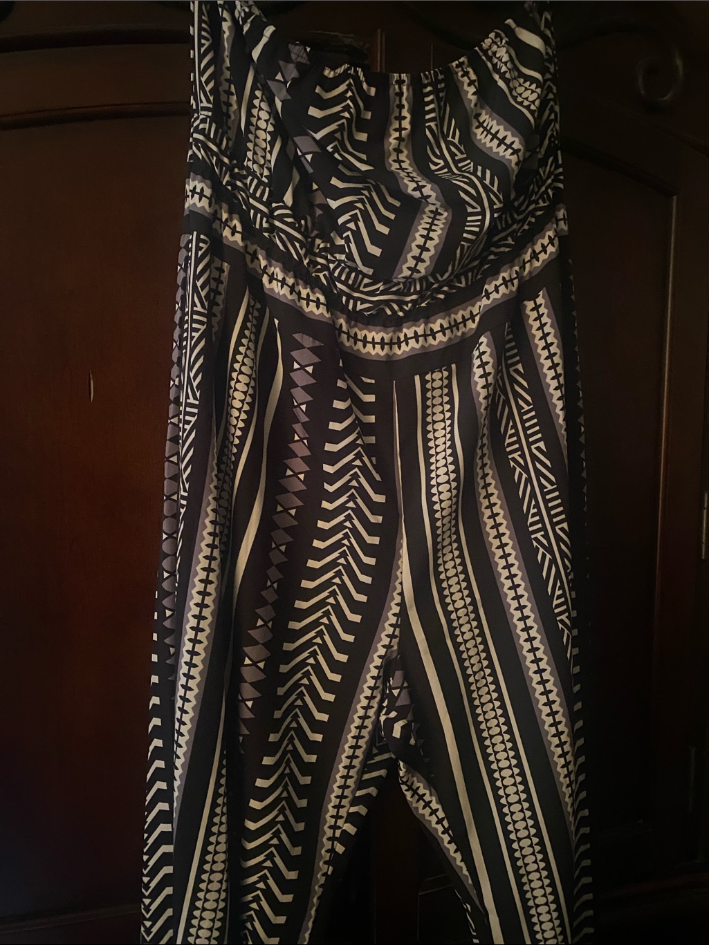Women’s Black & White Geometric Jumpsuit